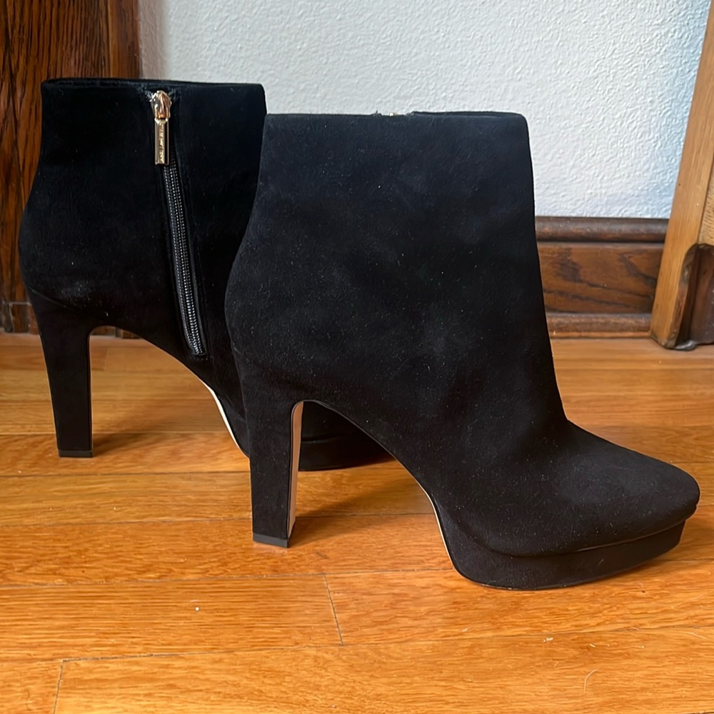 Black suede Karl Lagerfeld booties, size 9.5